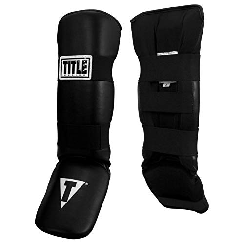 TITLE Boxing Vinyl Shin & Instep Guards 2.0 - Muay Thai, MMA, Kickboxing, Martial Arts Shin Pads - size: Child