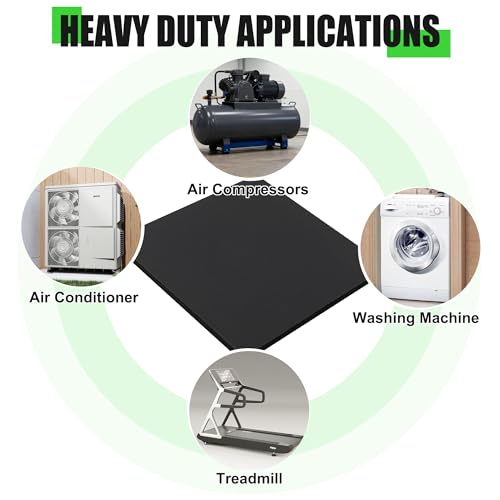 10-Pack Anti Vibration Pad, 6 x 6 x 1/8 inches, 2.7 pounds, Heavy Duty Rubber Anti-Vibration Isolation Pad for Air Compressor, HVAC, Air Conditioner Unit, Treadmill, Dryer and Washer