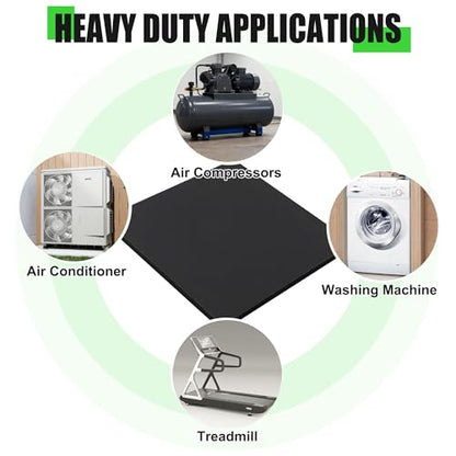 10-Pack Anti Vibration Pad, 6 x 6 x 1/8 inches, 2.7 pounds, Heavy Duty Rubber Anti-Vibration Isolation Pad for Air Compressor, HVAC, Air Conditioner Unit, Treadmill, Dryer and Washer