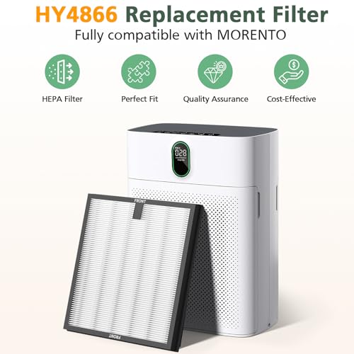 HY4866 Replacement Filter Compatible with MORENTO HY4866, WESTHEY HY4866, YIOU M1 Air Purifier, 3-in-1 H13 Ture HEPA Filters (Extra 4 Pre-filter) Enhanced Version for HY4866, 4 Pack