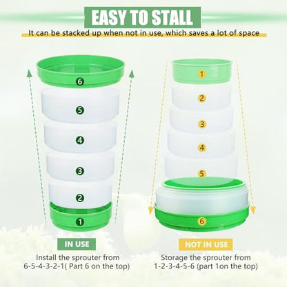 4-Tier Microgreens Growing Seed Sprouting Tray | Indoor Soil-Free System, BPA Free Seed Germination Kit, For Salad Greens, Alfalfa & Broccoli