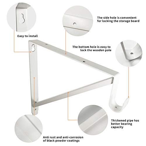 Heavy Duty Closet Shelf and Rod Brackets (White, 3 Pack) - color: White
