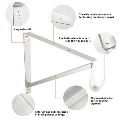 Heavy Duty Closet Shelf and Rod Brackets (White, 3 Pack) - color: White