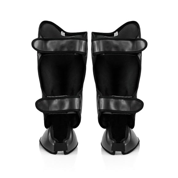 Fairtex SP9 Ultra Ergo Shin Guard Durable Syntek Leather Muay Thai Shin Pad - color: Black, size: Medium