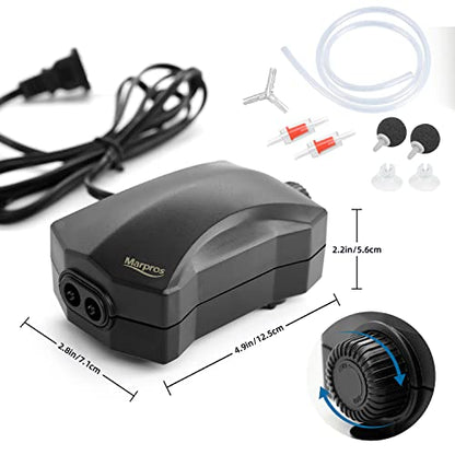 Aquarium Air Pump Single Outlet/Dual Outlet Adjustable Aerator with Accessories for 10-100 Gallon Fish Tank - style: M-200 3W (20-40gal)