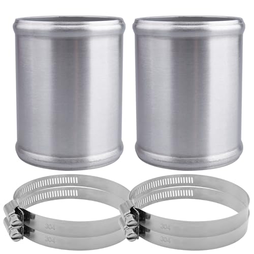 AC PERFORMANCE 3.5" (89mm) OD Aluminum Alloy Hose Joiner Silicone Pipe Connector Bead, 4" Length with 304 SS Clamps, Pack of 2 - size: 3.5" (89mm) - 2PCS