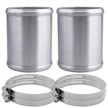 AC PERFORMANCE 3.5" (89mm) OD Aluminum Alloy Hose Joiner Silicone Pipe Connector Bead, 4" Length with 304 SS Clamps, Pack of 2 - size: 3.5" (89mm) - 2PCS