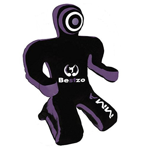 Bestzo MMA Jiu Jitsu Judo Punching Bag Grappling Dummy Black/Purple Sitting Position Hands on Front-Unfilled - size: 48 inches (4 ft)