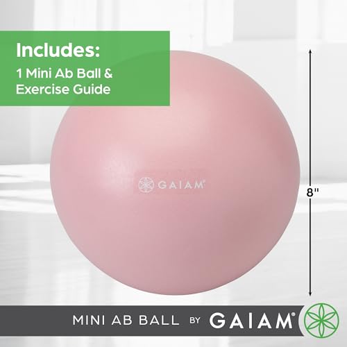 Gaiam Mini Ab Ball, 8 Inch Inflatable Anti-Burst Exercise Ball for Core Strength, Pilates, Yoga, and Physical Therapy, Includes Inflation Straw, Plug & Downloadable Exercise Guide