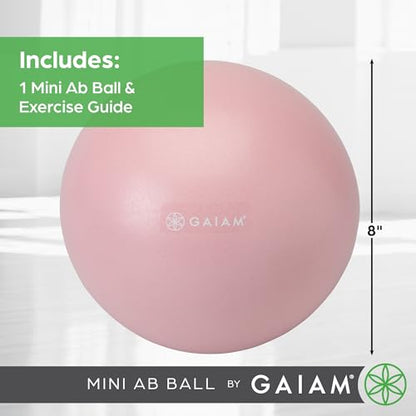 Gaiam Mini Ab Ball, 8 Inch Inflatable Anti-Burst Exercise Ball for Core Strength, Pilates, Yoga, and Physical Therapy, Includes Inflation Straw, Plug & Downloadable Exercise Guide