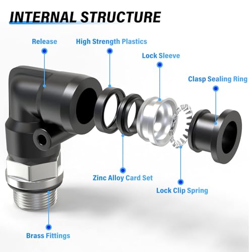 TAILONZ PNEUMATIC Male Elbow 4mm Tube OD x 1/8 Inch BSP 90 Push to Connect Fittings PL4-01 (Pack of 10) - size: 4mm OD 1/8''BSP