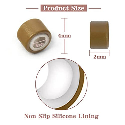 1200Pcs 4mm Silicone Lined Micro Ring Beads for Hair Extensions 5Colors Apply (1200Pcs Light Brown)