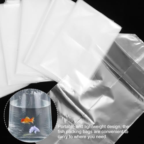 50pcs Live Fish Shipping Bags with Leak-proof Design 20x35x12cm Square Bottom Aquarium Transport Bags for Seafood and Shrimp with Handle and Elastic Bands