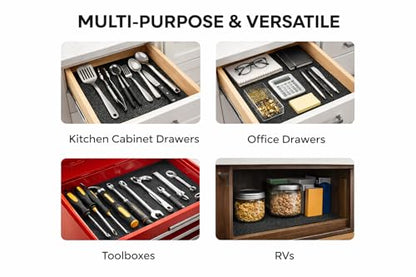 Non-Adhesive Shelf & Drawer Liner 12" x 36" Black – Non Slip Grip Liner, Cut to Fit Cabinet Drawer Mat for Kitchen Shelves, Desks & Storage – Dependable Industries Inc. Essentials