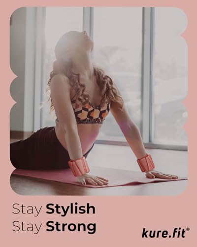 Pilates Wrist & Ankle Weights | Adjustable Weighted Bangles | 1LB/2LB Each - color: Peach, size: 1 LB