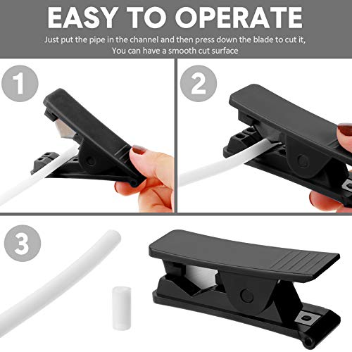 3 Pieces PTFE Plastic Tubing Cutter Hose Tube Cutter Pipe Accurate Tube Cutting Tool for Nylon PVC PU Tubing and Hose Cut up to 3/4 Inch OD (Black) - color: Black