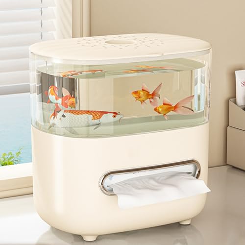 Tissue Box Holder,Fish Tank with Feeding Hole,2 in 1 Decorative Tissue Box Covers - for Living Room Bedroom Kitchen Office Apartment Restaurant Hotel Farmhouse Indoor Desk Table Shelf