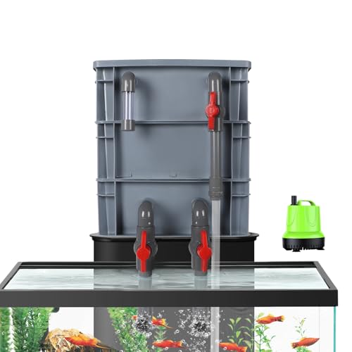 3-Layer Aquarium Filter Box with 25W Pump, Adjustable Inlet & Outlet, Includes White Blue Black Filter Pads, Fish Tank Filter for 20–75 Gallons (13 × 11.8 × 7.8 in) - size: Large Set