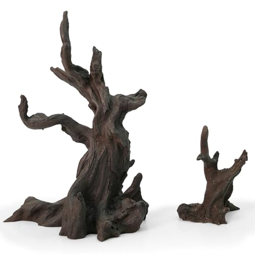 FZONE Resin Aquarium Driftwood, Aquarium Tree Decoration for Nano Aquascaping and Hardscape - size: 03Driftwood:6.7×4.7×3.0"/3.1×2.4×1.4"