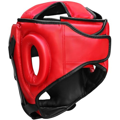 Farabi Sports Boxing Headgear Grill Head Gear MMA Training Kickboxing Sparring Gear Removable Front Bar Grill - color: Red, size: Small