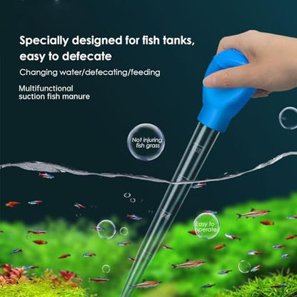 Water Changer for Fish Tank | 30ml Long Syringe Tube, Manual Liquid Dropper, PVC Construction | Easy Cleaning, Egg and Carat Transfer, Durable Lightweight Tool | Multifunctional Aquarium Feeder - color: Blue(28CM)