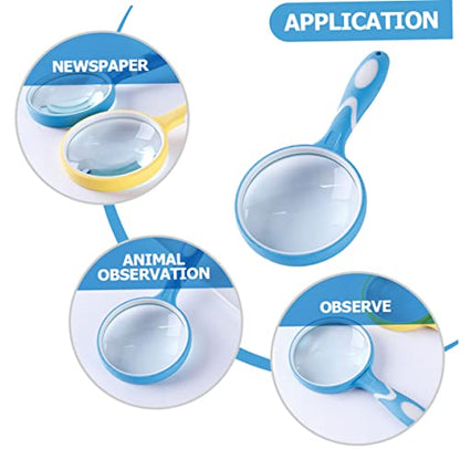COLLBATH Boys and Girls' Reading Magnifier Handheld Magnifier Handle Design Durable 2X Magnification for Exploration - color: Blue