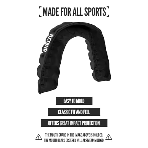 2 Pack Nxtrnd Classic Mouthguard, Custom Fit Sports Mouthpiece for Football, Boxing, MMA, Basketball, Hockey, Lacrosse, Youth & Adult (Black) - color: Black
