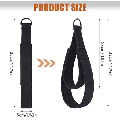 TOBWOLF 2PCS Pilates Straps for Reformer, Double Loop D Ring Foot Hand - color: Black
