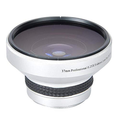 37mm 0.25X Super Fisheye Lens Additional Lens,Aluminum Alloy 2 Part Removable Macro Close-up Shooting Fisheye Effect Wide View Optical Glass Camera Photography Lens, is for 37mm Camera Lens Default