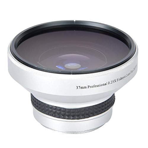 37mm 0.25X Super Fisheye Lens Additional Lens,Aluminum Alloy 2 Part Removable Macro Close-up Shooting Fisheye Effect Wide View Optical Glass Camera Photography Lens, is for 37mm Camera Lens Default