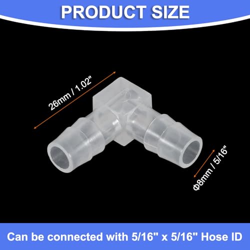 uxcell 5/16" Hose Barb Fitting, 8 Pcs Equal Barbed 90 Degree Elbow L Shaped 2 Way Plastic Splicer Joint Mender Adapter Union Fitting for Air Line Tubing Pipe Household Fuel Gas Liquid