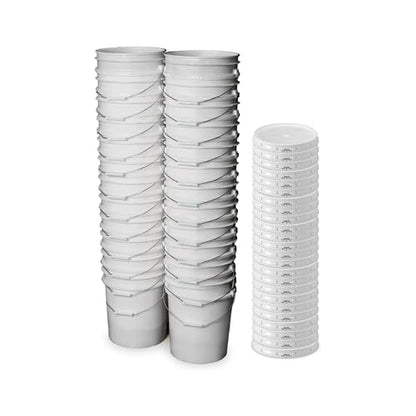 5 Gallon Bucket - Food Grade Bucket with Airtight Gasketed Tear Strip Lid, BPA-Free, Heavy-Duty 90 Mil HDPE Plastic Pail, Bulk Storage, Durable Container, Made in USA - White, 24 Packs - color: White, size: 24 Packs