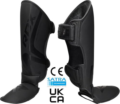 RDX Muay Thai Shin Guards for Men and Women Non-Slip Fit, Full-Contact Protection Adult Shin Pads, MMA, Kickboxing, Sparring, Taekwondo, Shin Protectors Muay Thai, Martial Arts - size: X-Large
