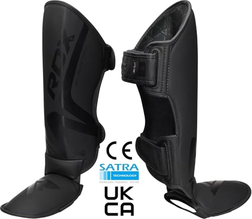 RDX Muay Thai Shin Guards for Men and Women Non-Slip Fit, Full-Contact Protection Adult Shin Pads, MMA, Kickboxing, Sparring, Taekwondo, Shin Protectors Muay Thai, Martial Arts - size: Medium