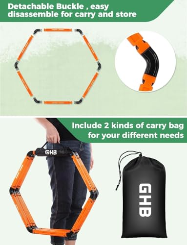 GHB Hex Agility Rings Speed Rings with Carrying Bag 6 Set - color: Orange
