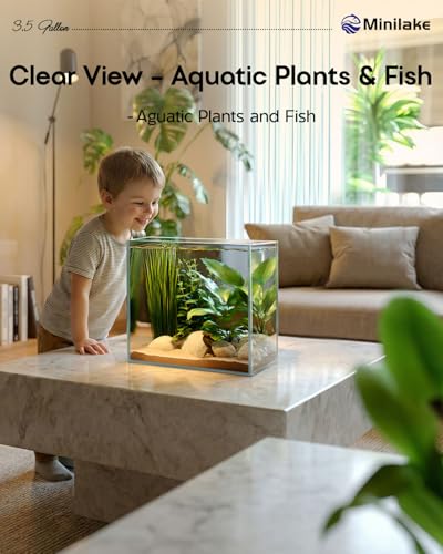Glass Fish Tank, 3.5 Gallon Easy to Maintain Small Aquarium for Betta,Snails, Shrimp and Aquatic Planting. - color: Transparent, size: 3.51 Gallon