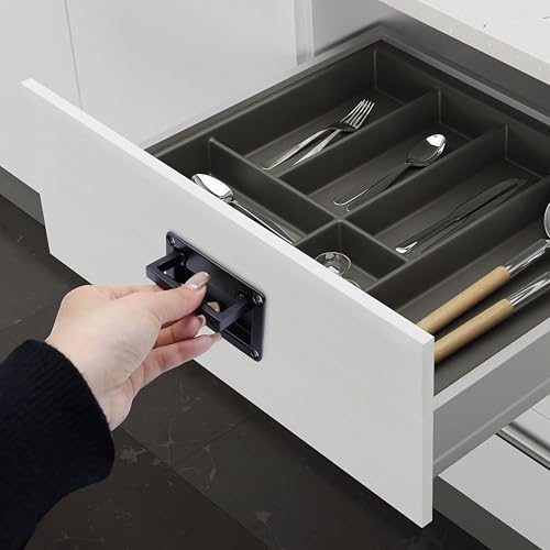 Black Zinc Alloy Recessed Pull Handle,Recessed Flush Pull Handle for Drawer Access Door Toolbox,Kitchen Hardware Cabinet Drawer Handles(1 Pack,4.33 x 2.75 inch)