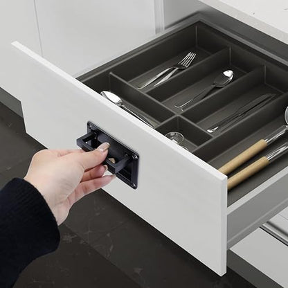 Black Zinc Alloy Recessed Pull Handle,Recessed Flush Pull Handle for Drawer Access Door Toolbox,Kitchen Hardware Cabinet Drawer Handles(1 Pack,4.33 x 2.75 inch)