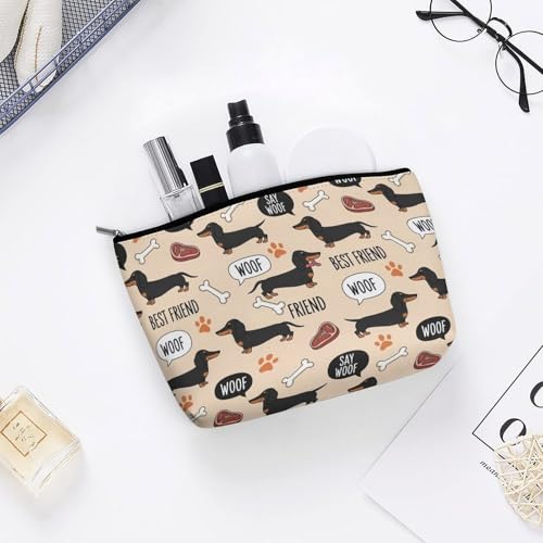 Supdreamc Fashion Makeup Cosmetic Case Travel Bag, Wiener Dog Dachshund Pet Dogs Cosmetic Train Case Organizer Large Capacity Carry On Bag, Luggage Pouch, Makeup Pouch for Women Ladies - color: Pattern 434