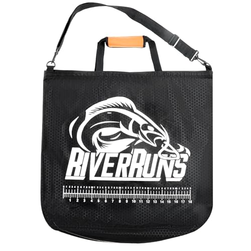 Riverruns Heavy-Duty Fish Weigh-In Bag with Detachable Mesh Liner, 23.6 x 22.4 Inches Leak and Rip Resistant Fish Bag with Measuring Scale and Detachable Shoulder Strap