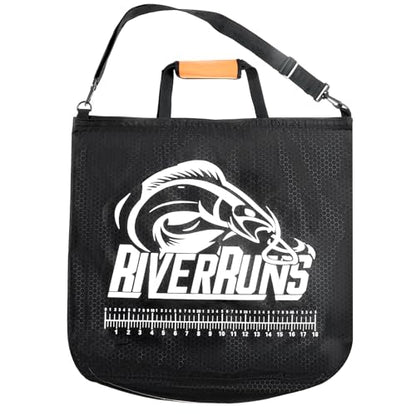 Riverruns Heavy-Duty Fish Weigh-In Bag with Detachable Mesh Liner, 23.6 x 22.4 Inches Leak and Rip Resistant Fish Bag with Measuring Scale and Detachable Shoulder Strap