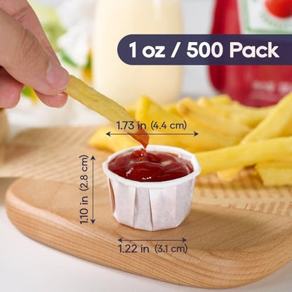 LITOPAK 500 Pack 1 oz Paper Souffle Cups, Disposable Paper Medicine Cups for Tasting Pills, Food Dessert, and Condiments - style: White-1oz-500