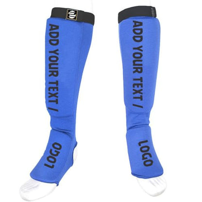 O2TEE Custom MMA Shin Pads Make Your Own Protective Shin Guards for Muay Thai Kickboxing Sparring and Training, for Adults, Kids, and Youth - color: blue