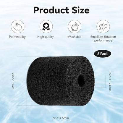Aquarium Carbon Pre-Filter Foam Set Compatible with OASE BioMaster Filter, Canister Filter Sponge Replacement Media Pads for BioMaster Thermo 250 350 600 850, Fish Tank Pond Filter Parts, 6 Pack