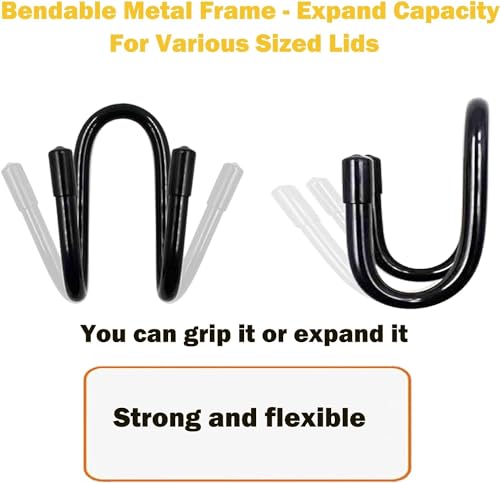 Set of 4 Pan Pot Lid Holders, Self-Adhesive Cabinet/Wall Mount Storage Organizer, Suitable for Lids Up to 11 Inches, Rust Resistant