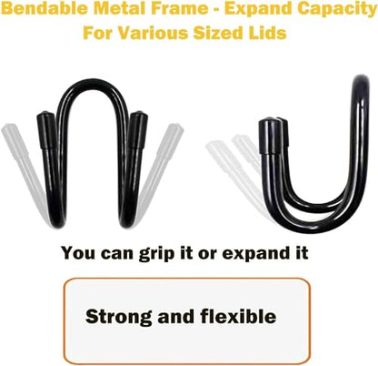 Set of 4 Pan Pot Lid Holders, Self-Adhesive Cabinet/Wall Mount Storage Organizer, Suitable for Lids Up to 11 Inches, Rust Resistant