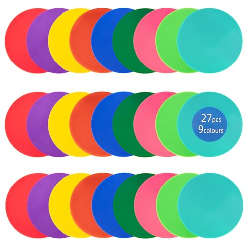 Poly Spots Spot Markers 4 Inch & 9 Inch Multicolor Floor Dots - style: 9inch 27pcs
