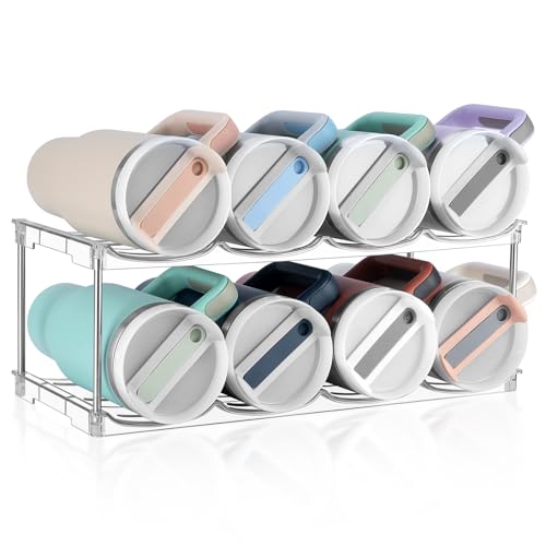 Stackable Water Bottle Organizer, Large Compartment Water Bottle Holder for Stanley 40 oz Tumbler, Kitchen Storage Organizer for Stanley Cup Accessories, Tumbler Organizer Wine Rack - Hold 8 Bottles - size: 2 Pack