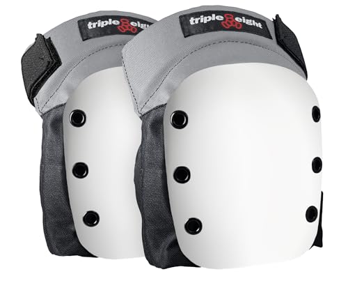 Triple Eight Street Knee Pads for Skateboarding and Roller Derby with Adjustable Straps (1 Pair) - color: Gray/White, size: Large