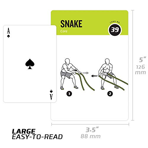 Battle Rope Exercise Cards for Home Workouts, Set of 62 - with Guided Strength Training Workout Cards Deck for Home or Gym, Illustrated Fitness Cards with 50 Exercises, Durable & Waterproof - style: Rope